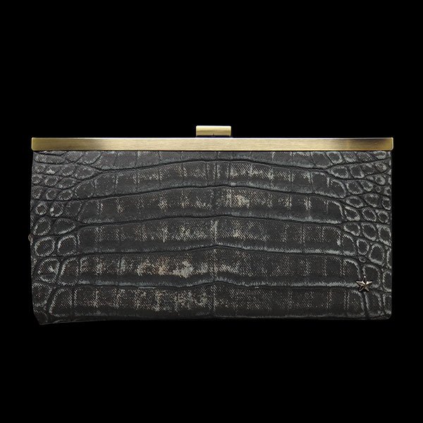 画像1: Long Wallet Denim color　 がま口長財布 
